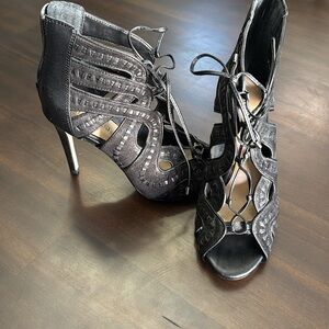 Gianni Bini Black Lace-Up Heels
